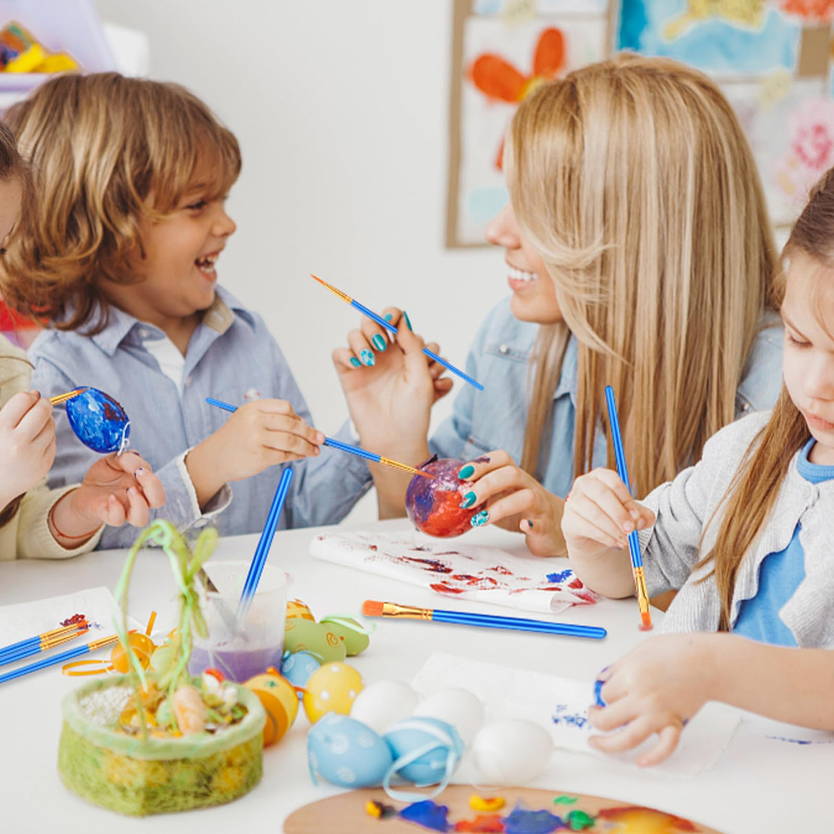 AROIC Paint Brushes Palette Set,24 Pack/240Pcs Acrylic Paint Brushes and 24 Palettes, Professional Artist Brushes, Finger and Face Painting Oil AROIC