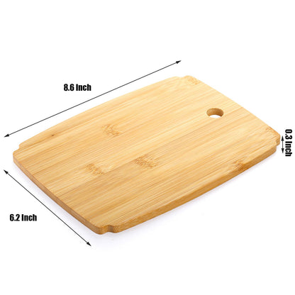 Nicunom 6 Pack Bamboo Cutting Board, Kitchen Cutting & Serving Board Set with Holder, Wood Chopping Board Charcuterie Boards for Laser Engraving - WoodArtSupply