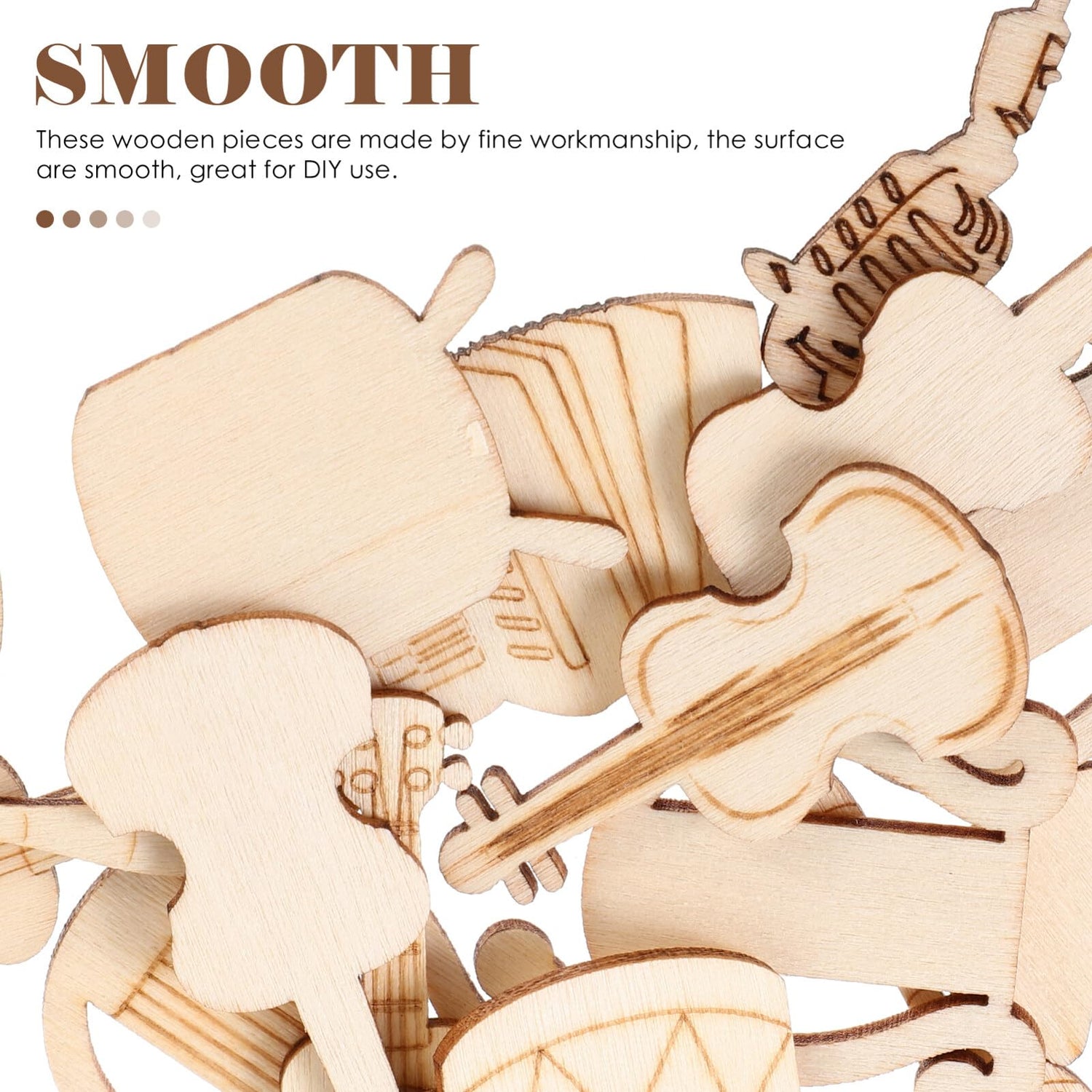Operitacx 100pcs Unfinished Wood Ornaments Music Notes Wood Cutouts Music DIY Craft Embellishments Music Instrument Shape Unfinished Wood Decoration Operitacx