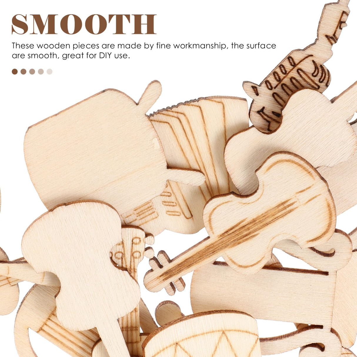 Operitacx 100pcs Unfinished Wood Ornaments Music Notes Wood Cutouts Music DIY Craft Embellishments Music Instrument Shape Unfinished Wood Decoration Operitacx