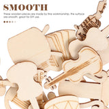 Operitacx 100pcs Unfinished Wood Ornaments Music Notes Wood Cutouts Music DIY Craft Embellishments Music Instrument Shape Unfinished Wood Decoration Operitacx