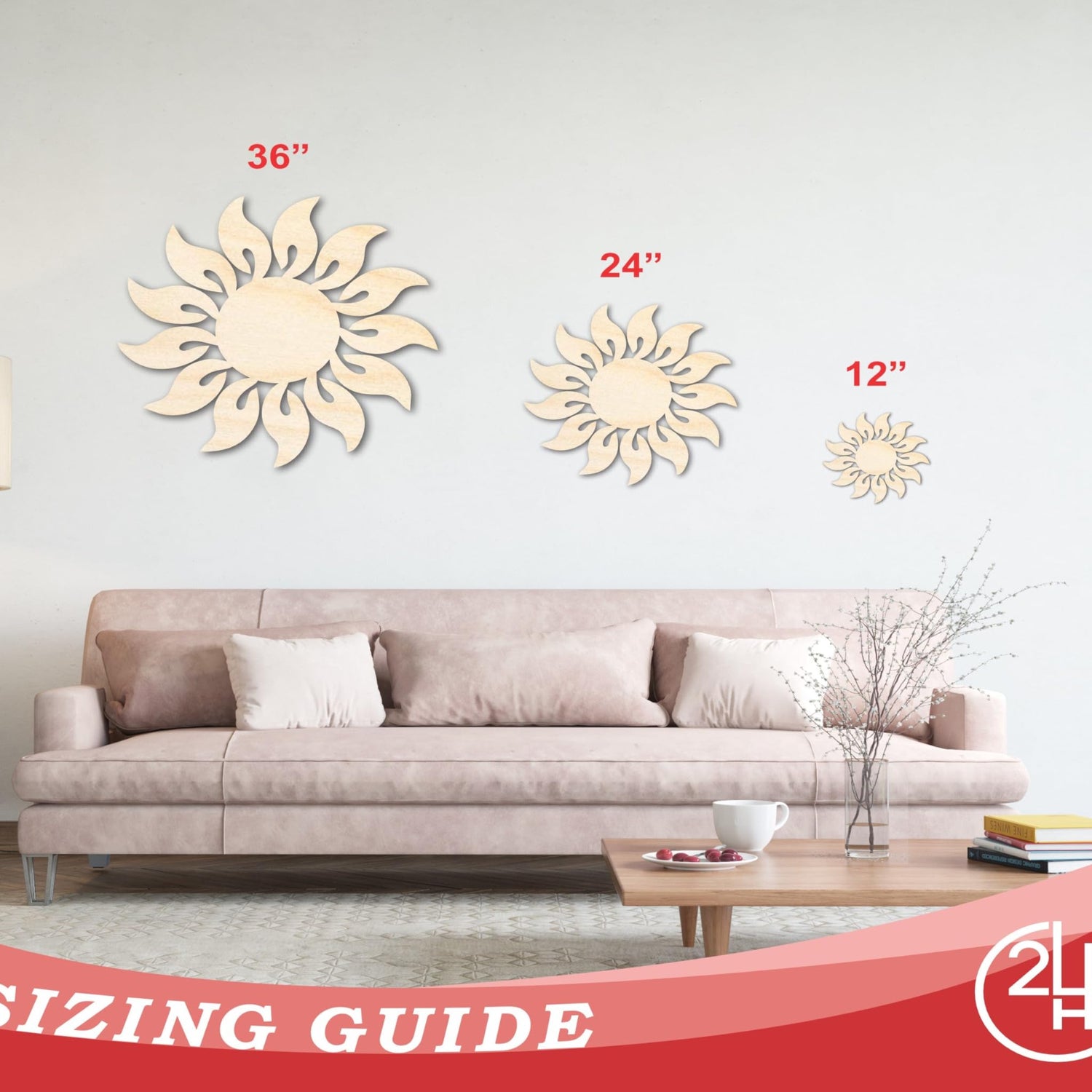 Unfinished Wood Radiant Sun Silhouette | Summer | Celestial | Craft Cutout | up to 36" 4" / 1/8" 24 Hour Crafts