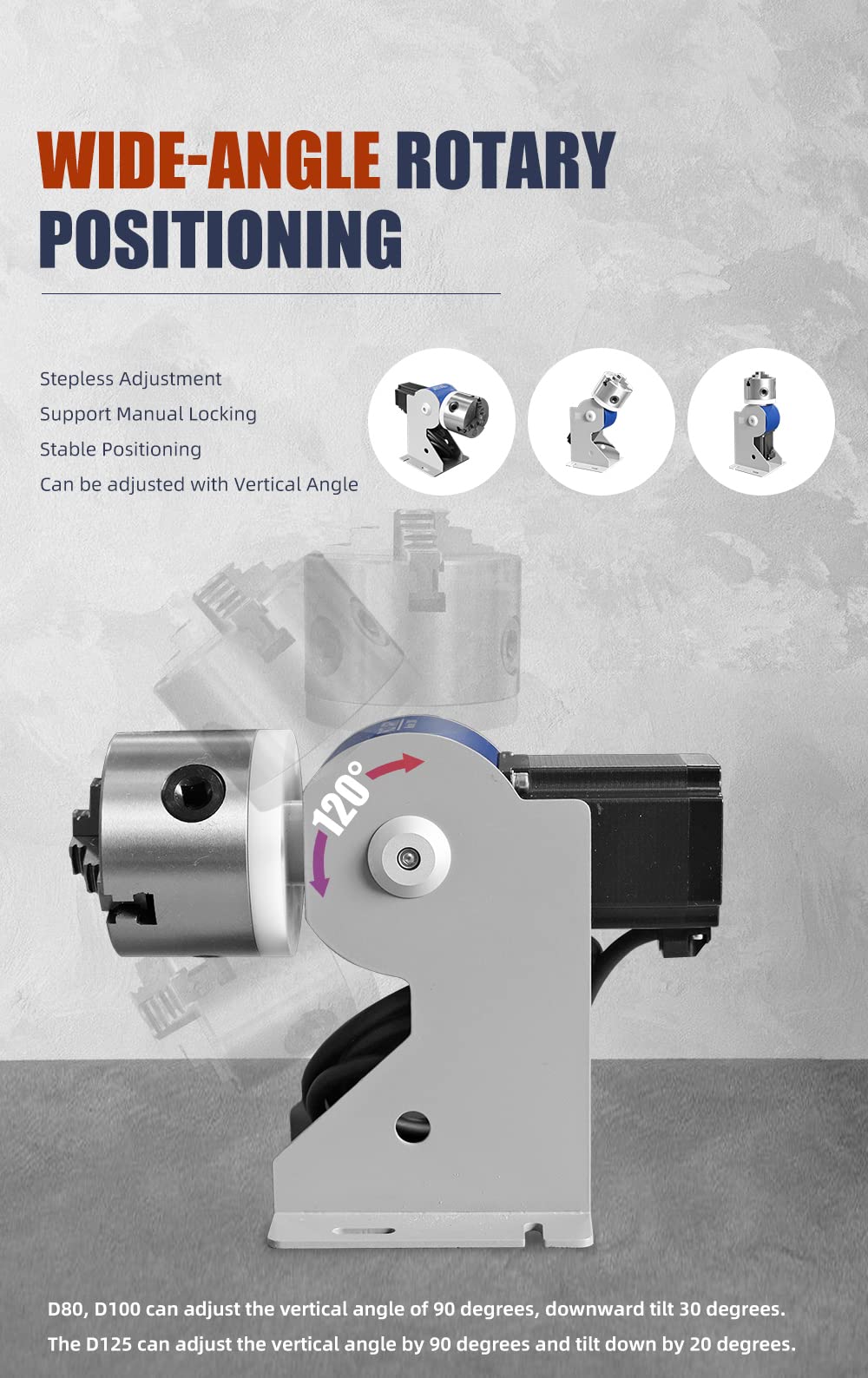 Rotary Chuck for laser engraver Three-Jaw Rotary Chuck D69MM for Fiber Laser Engraving Machine,Rotating Shaft axis Rotary Chuck driver Angle - WoodArtSupply