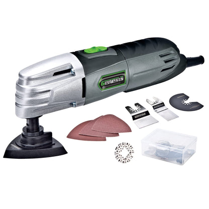 Genesis GMT15A 1.6 Amp Multi-Purpose Oscillating Tool and 19-Piece Universal Hook-And-Loop Accessory Kit with Storage Box - WoodArtSupply