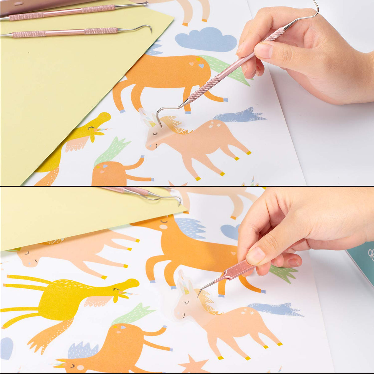 Whaline Weeding Vinyl Tools 4 Pieces Precision Stainless Steel Cricut Weeder Tool with Case, Vinyl Craft Paper Craft Tool Kit for Silhouettes Cameos, Whaline