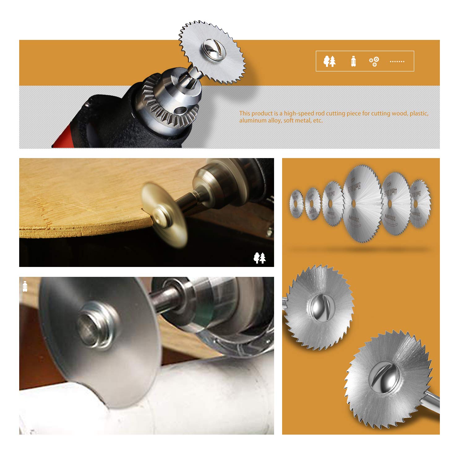 Kuenuilr Cutting Wheel Set Compatible with Plastic 36pcs for Rotary Tool, HSS Circular Saw Blades 6pcs, Resin Cutting Discs 20pcs, 545 Diamond Kuenuilr