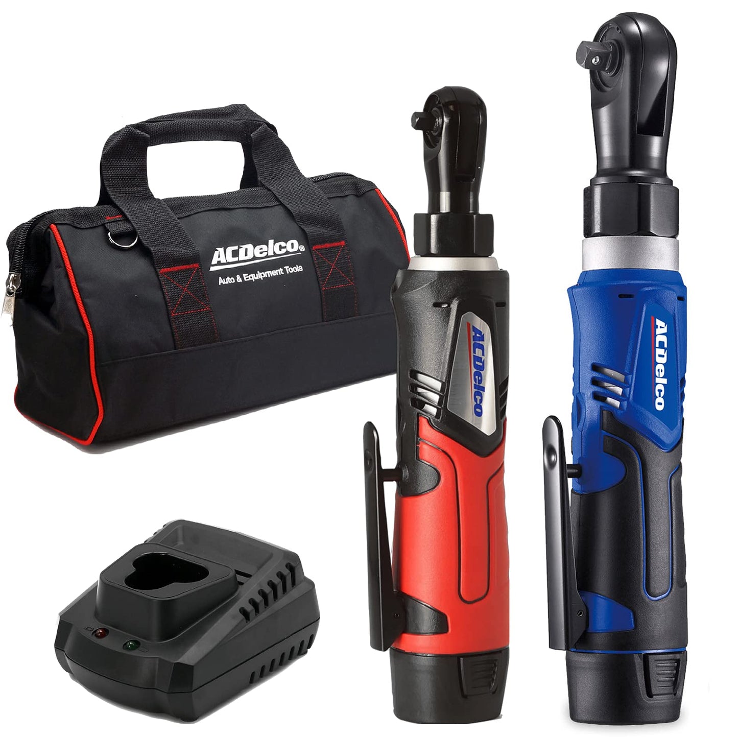 ACDelco ARW1209-K92 G12 Series 12V Li-ion Cordless ¼” & 3/8” Ratchet Wrench Combo Tool Kit with 2 Batteries and Canvas Bag - WoodArtSupply