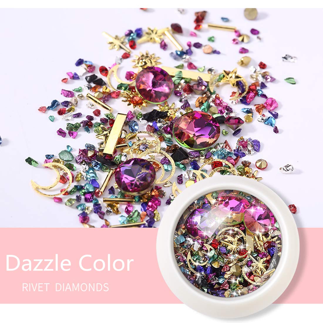 editTime 6 Wheels Mixed Sparkle Nail Art Rhinestones Diamonds Crystals Beads Artificial Pearls and Gold Silver Nail Studs Gems Metal Rivets Charms - WoodArtSupply