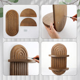 Wenqik 2 Pcs Boho 3D Arch Wooden Rainbow Wall Shelves Rustic Double Available Floating Hanging Shelf Mount Book Shelf Retro Holders for Nursery Wenqik