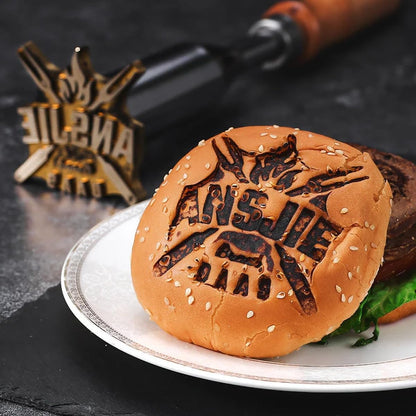 Customizable Brass Branding Iron for Burgers, Steaks, and Crafts - WoodArtSupply