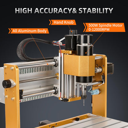 LUNYEE 3018 PRO MAX CNC Machine 500W All-Metal CNC Router Machine 3 Axis Limit Switches & Emergency-Stop with GRBL Offline Control for Cutting Wood - WoodArtSupply