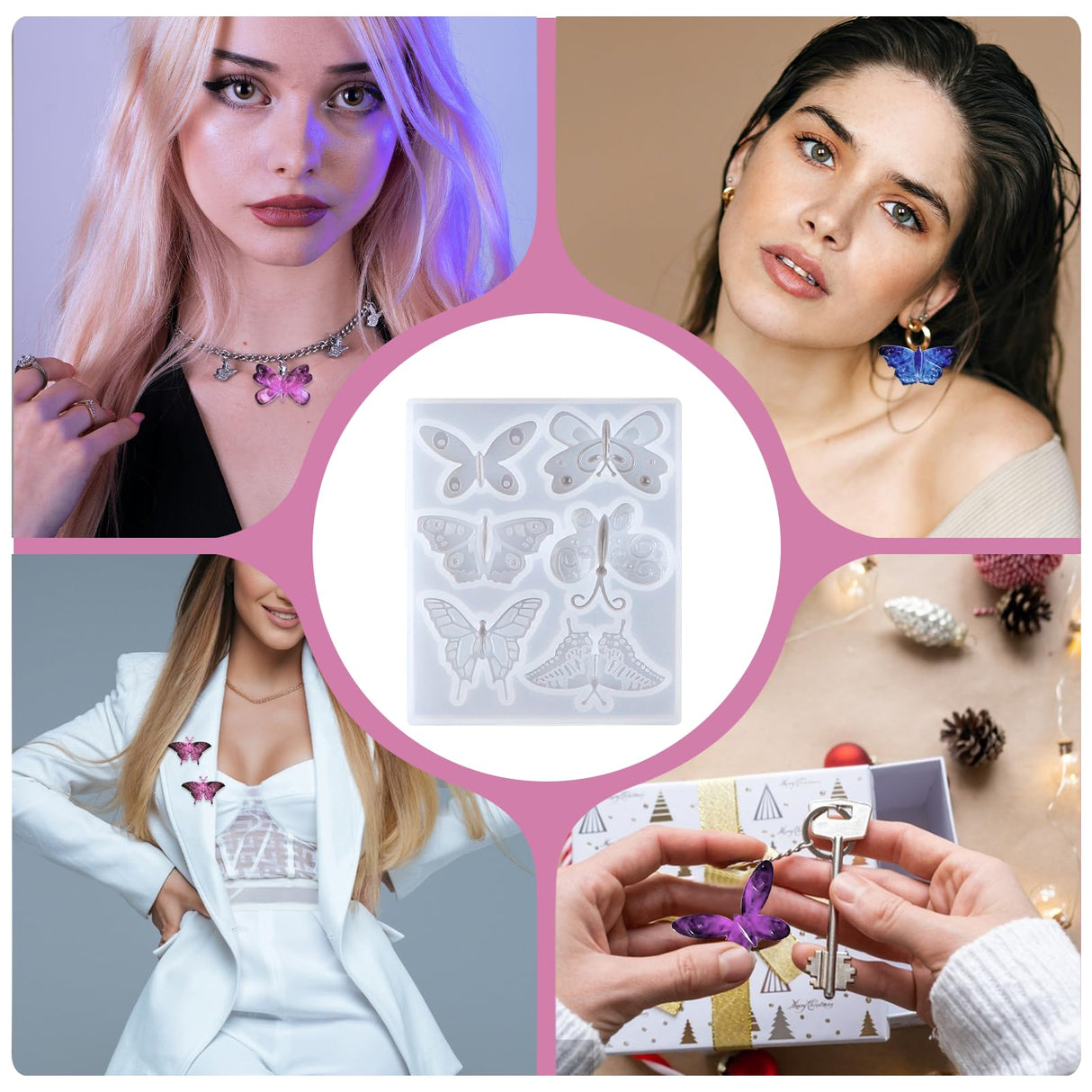 2 Pack Butterfly Epoxy Resin Mold Butterfly Silicone Mold Butterfly Resin Mold 6 Styles Butterfly Jewelry Pendant Mold for Keychain Earring Necklace KALIONE