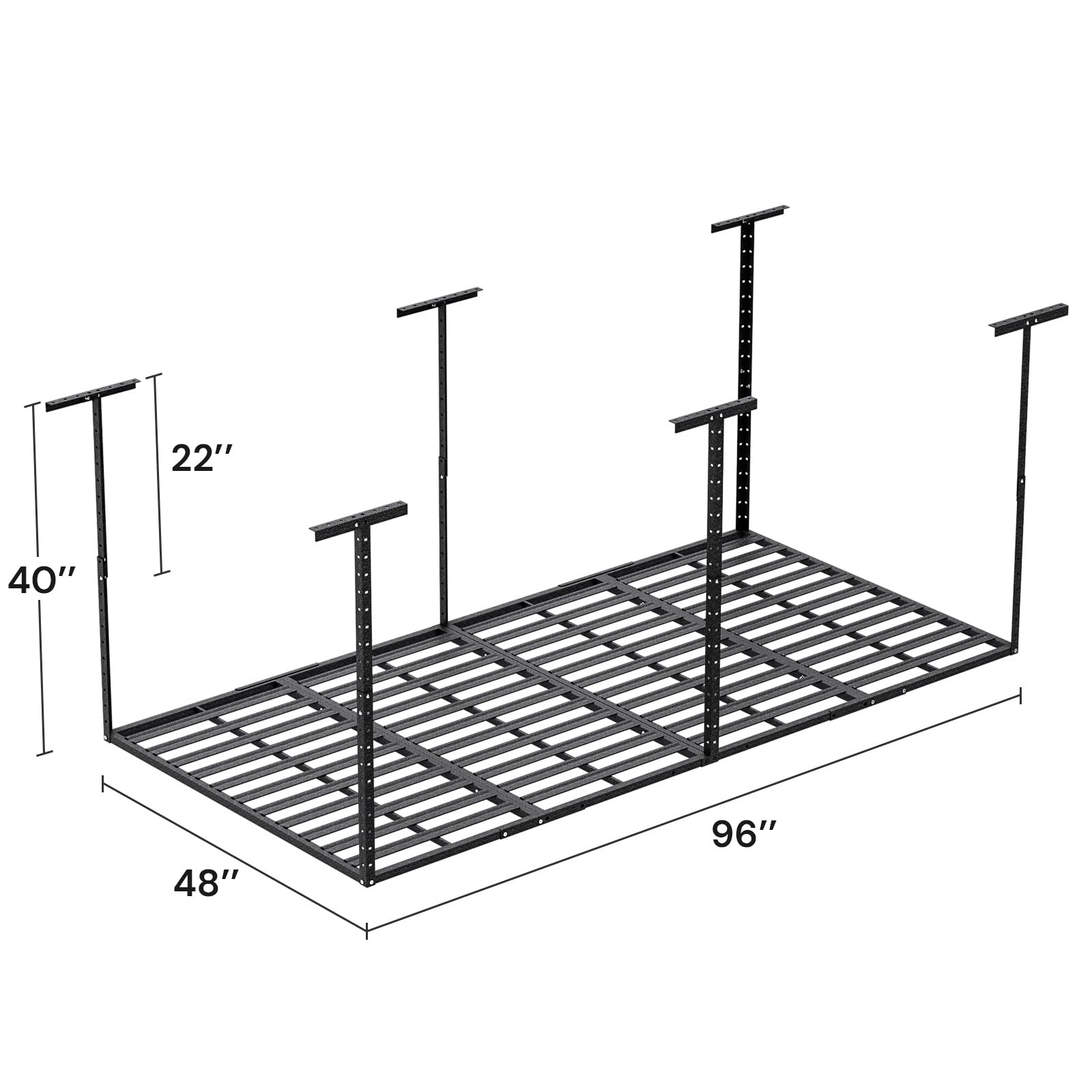 SunsGrove 4x8 Overhead Garage Storage Rack, 750LBS Adjustable Ceiling Mounted Storage Racks Heavy Duty, Hanging Garage Storage, 48 in. W x 96 in. L x - WoodArtSupply