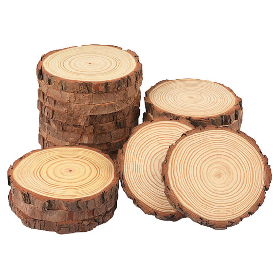 20 PCS 4.7-5.5 Inch Natural Wood Slices, Unfinished Pine Wood Circles with Barks for Coasters, DIY Crafts, Christmas Rustic Wedding Ornaments and - WoodArtSupply