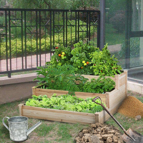 Yaheetech 3 Tier 47 x 47 x 22in Raised Garden Bed Horticulture Outdoor Elevated Flower Box Tiered Garden Bed Wooden Vegetables Growing Planter for Yaheetech