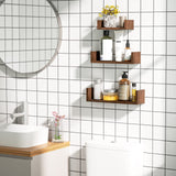 SRIWATANA Floating Shelves Wall Mounted, Solid Wood Wall Shelves Set of 3, Dark Brown… SRIWATANA