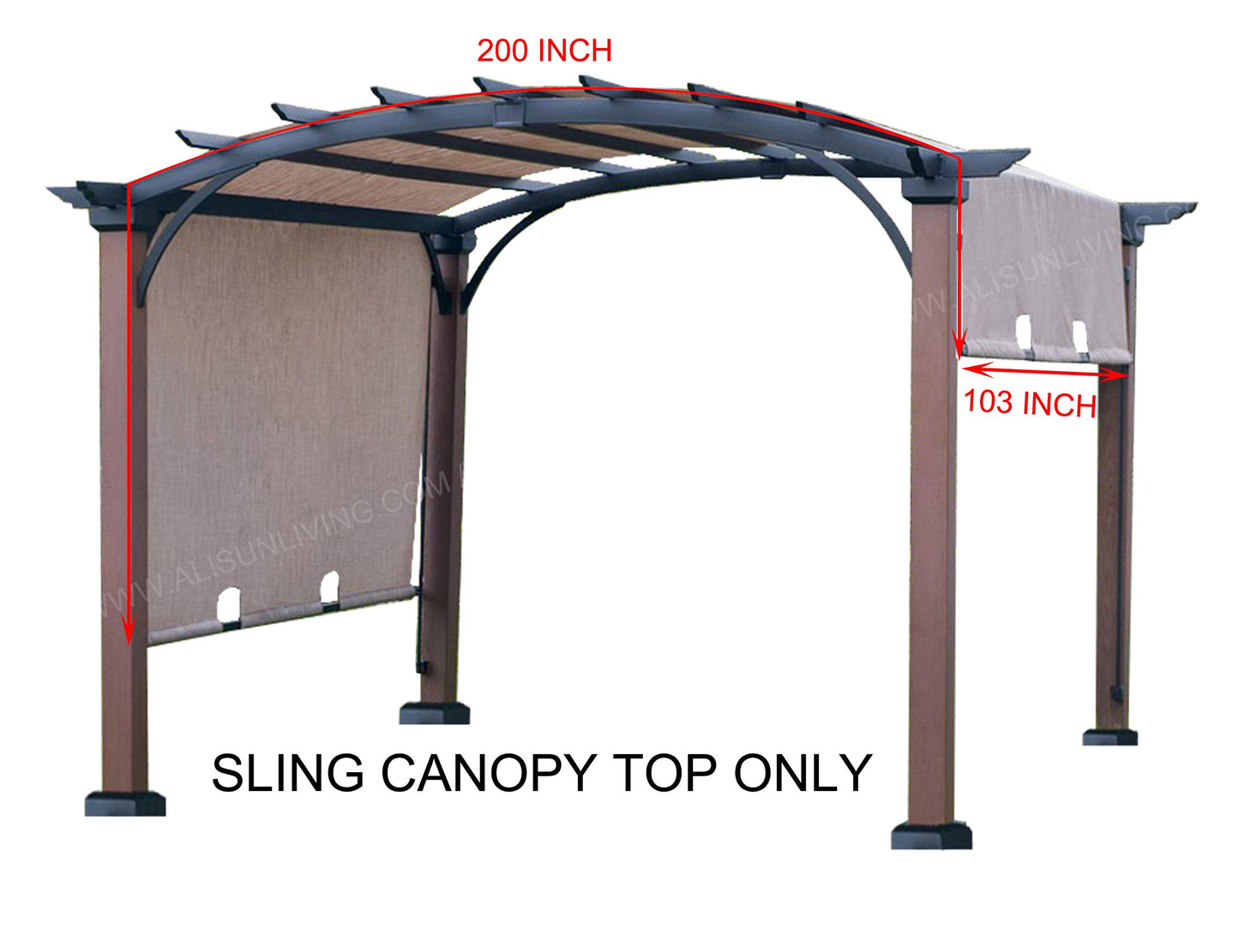 ALISUN Replacement Sling Canopy (with Ties) for The Lowe's Allen + roth 10 ft x 10 ft Tan/Black Material Freestanding Pergola #L-PG152PST-B (Size: - WoodArtSupply