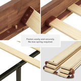 Ted King Size Mid Century Modern Acacia Wood Bed Frame with Slated Headboard mopio