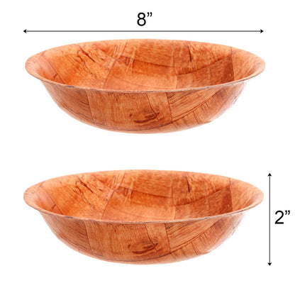 Elsjoy 8 Pack Wooden Woven Salad Bowl, 8 Inch Stackable Round Wood Serving Bowl, Rustic Mixing Bowl for Salad, Fruits, Vegetables, Natural Birch Wood - WoodArtSupply