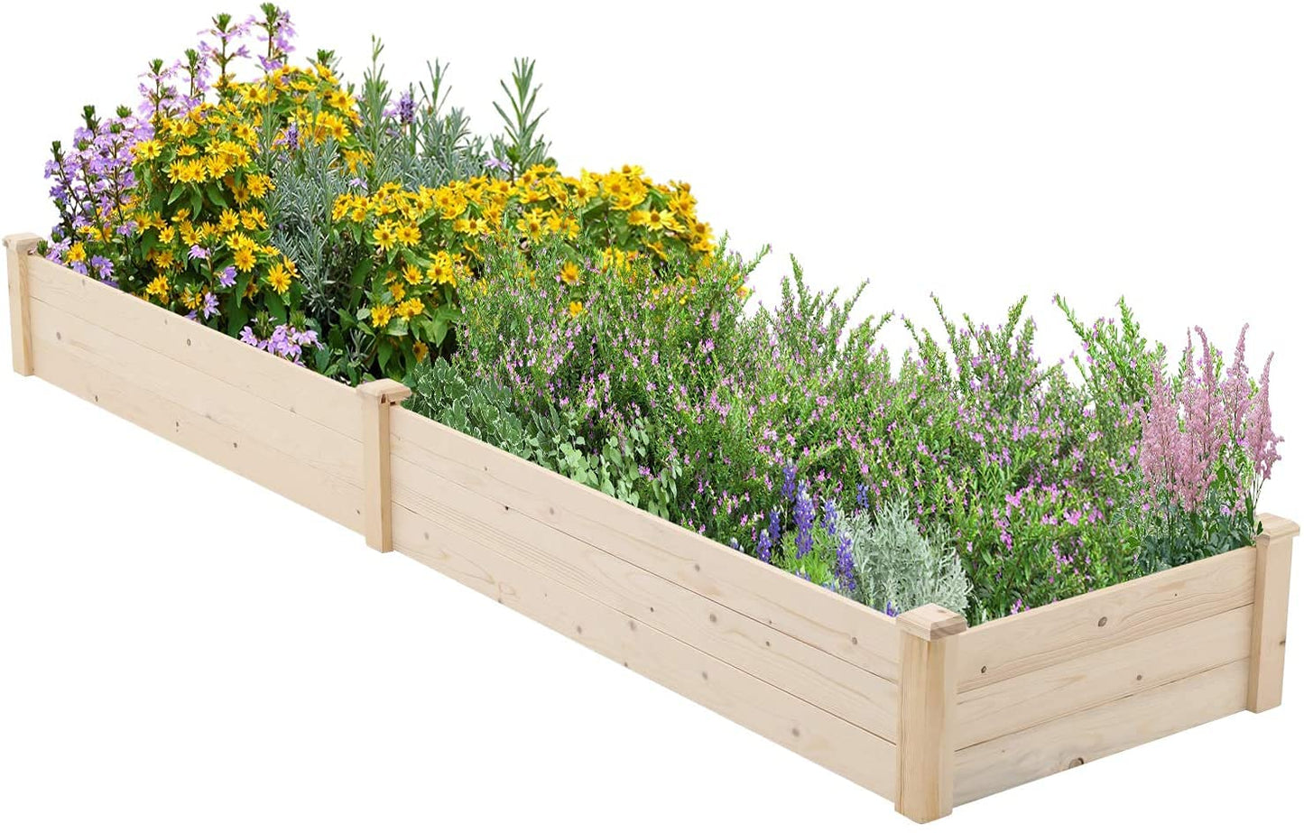 Oakmont Pure Wooden Raised Garden Bed 8ft Planter Box Kit for Vegetables Herbs, Flowers Natural