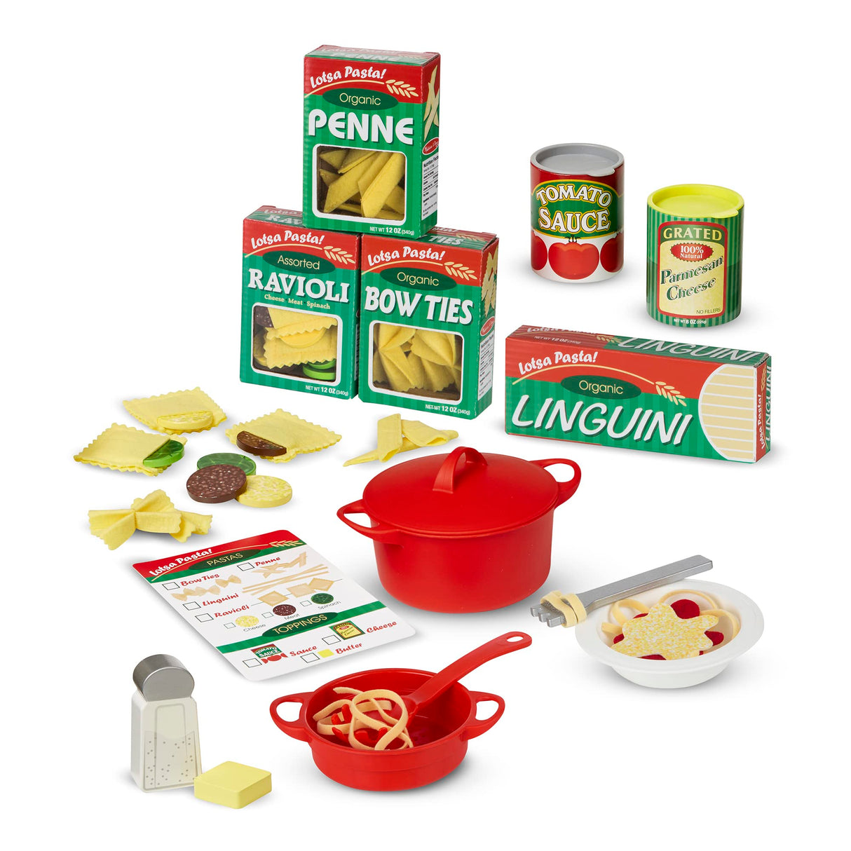 Melissa & Doug Prepare & Serve Pasta Play Food Set - Wooden Play Food Sets For Kids Kitchen, Pretend Play Kitchen Toys For Kids Ages 3+,Yellow Melissa & Doug