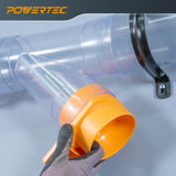 POWERTEC 70306 4 Inch Dust Collection Fittings Network with Dust Hose Splice, Blast Gates, Pipes, 90-Degree Elbow Connector, Y-fittings, Mounting POWERTEC