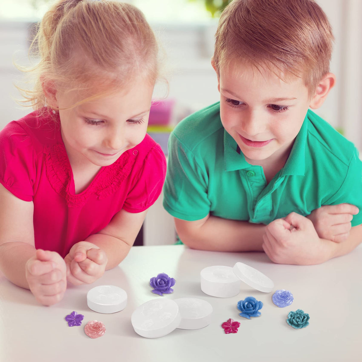 PAGOW 5pcs Mini Mirror Flower Resin Mold, Silicone 3D Flower Crystal DIY Casting Molds, for Earring, Jewelry Pendants Making Tool (8 Different Sizes) PAGOW