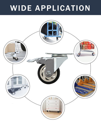 AOTAISP 3 Inch Heavy Duty Casters Load1000lbs Bearing Plate Caster Wheels, 360-degree Soft Rubber Swivel Casters for Furniture and Workbench Cart, - WoodArtSupply