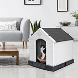 Pet Republic Large Plastic Dog House Indoor Outdoor Doghouse Dog Kennel Easy to Assemble Puppy Shelter w/Air Vents Elevated Floor Waterproof Pet Republic