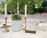 UNIQOOO 10 Pack Rustic Acrylic Sign Holders | Walnut Wood Table Numbers Display Stands | Place Card Holder, Perfect for Retail Shop Wedding Party UNIQOOO