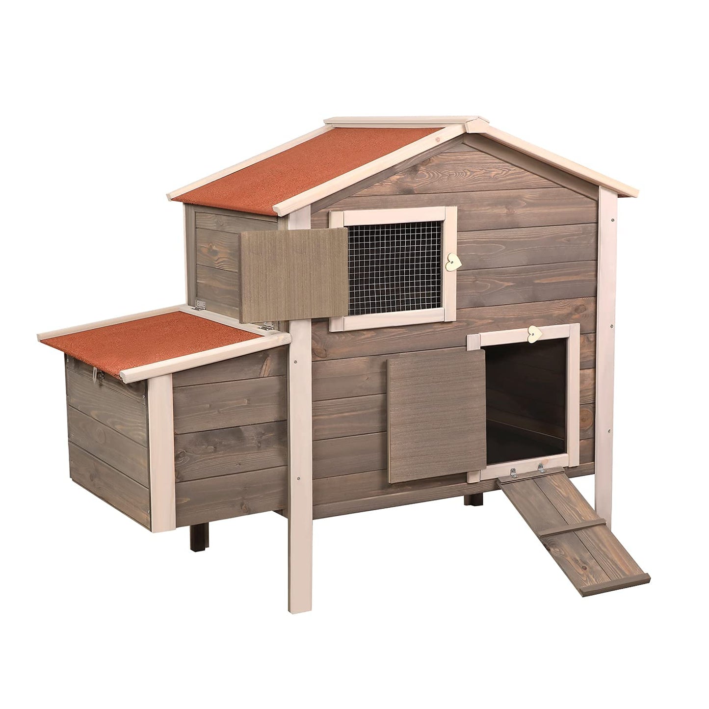 Magshion 50" Wooden Chicken Coop Hen Bunny Rabbit Hutch Outdoor Poultry House with Ramp and Removable Tray, Ventilation Wood Rabbit Hutch Nesting - WoodArtSupply