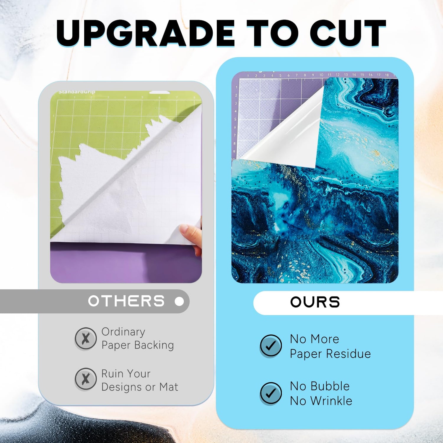 Tintnut Permanent Vinyl - 12 Sheets 12"x10", Marble Permanent Adhesive Vinyl Sheets, Watercolor Gold Pattern Self Sticker Waterproof Vinyl Compatible Tintnut