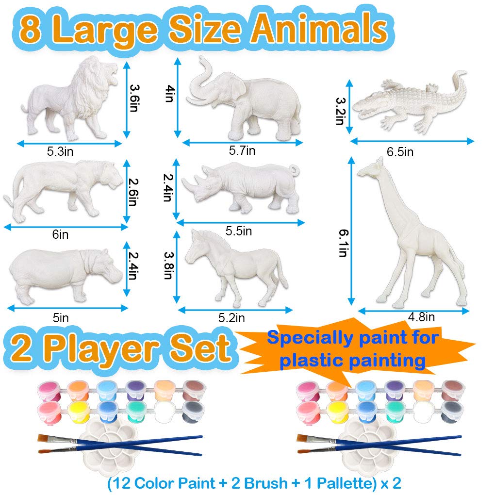Yileqi Safari Animal Painting Kit for Kids Crafts and Arts Set, Jumbo Jungle Animal Toy Art and Crafts for Boys Girls Age 4 5 6 7 8 Years Old, DIY Yileqi