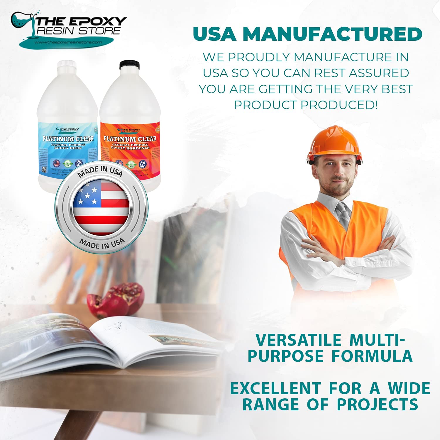 Clear, 2 Part Epoxy Resin Kit, for Tabletops, Composite, Construction, Arts & Crafts - 2 Gallon Kit The Epoxy Resin Store