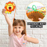 Jungle Animal Lacing Cards 12 Pack Sewing Kits for Kids Lion Wild Animal Cardboard Double Side Kids Sewing Cards Lacing Playing Games for Developing Dapaqami