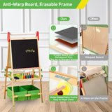 FUNLIO Kids Art Easel, 3 Height Adjustable for Kids Aged 2-8, Toddler Easel with Paper Roll, Anti-Warp & Magnetic Chalkboard/Whiteboard, All-in-One FUNLIO