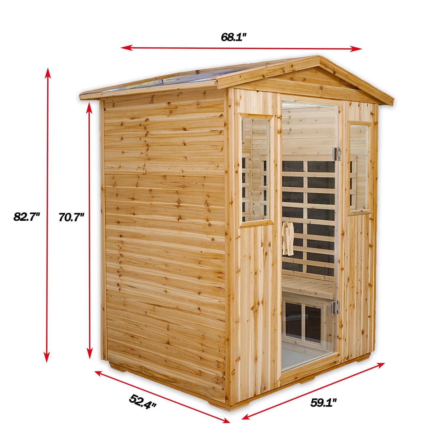 Kanlanth Far Infrared Sauna Low EMF Wooden Sauna for Home, 4 Person Outdoor Sauna Room, 2,050watt, Canadian Hemlock, Indoor Home Sauna with Kanlanth