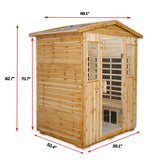 Kanlanth Far Infrared Sauna Low EMF Wooden Sauna for Home, 4 Person Outdoor Sauna Room, 2,050watt, Canadian Hemlock, Indoor Home Sauna with Kanlanth