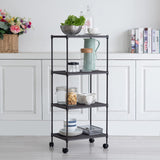 OVICAR 4-Tier Wire Storage Shelves, Adjustable Shelving Units with Wheels, Steel Metal Storage Rack for Kitchen Pantry Closet Laundry, Durable OVICAR