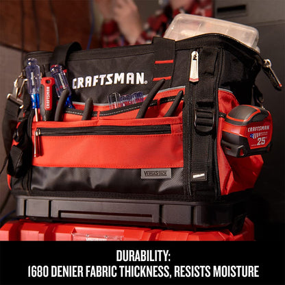 CRAFTSMAN VERSASTACK Zippered Tool Bag, 31 Pocket Organizer, Heavy Duty Tool Tote (CMST17622) - WoodArtSupply