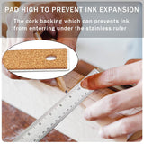 Metal Ruler 6 Inch 12 Inch Stainless Steel Metal Ruler with Cork Backing, Non-Slip Rulers with Inch and Centimeters, Straight Edge Cork Base Rulers HZMM