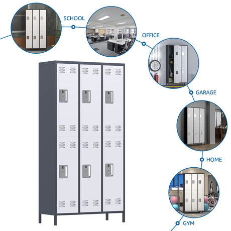 Aobabo Metal Storage Locker for Office Gym Bedroom Dormitory,6 Doors Steel Storage Locker Cabinet for Employees,Industrial Storage Locker with 1 Aobabo