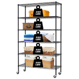 HCB 6-Tier Storage Shelf Heavy Duty Wire Shelving Unit 82"x48"x18" Height Adjustable Metal Steel Wire with Casters for Restaurant Garage Pantry HCB