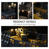 3D Puzzles for Adults - Led Pirate Ship Queen Anne's Revenge - Large 27'' Sailboat Hard Puzzles - Desk Decor House Warming Gifts New Home - CubicFun