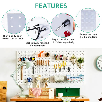 2 Pcs Pegboard, Metal Pegboard Wall Panels - Pegboard Wall Organizer System - Peg Boards for Walls, Small Peg Board Tool Storage, White Pegboard for - WoodArtSupply