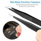 YHYZ 7pcs Precision Tweezers Set, Premium Anti-Static Stainless Steel ESD Tweezers Set Kit for Electronics, Sodlering，Jewelry, Craft, Laboratory YHYZ