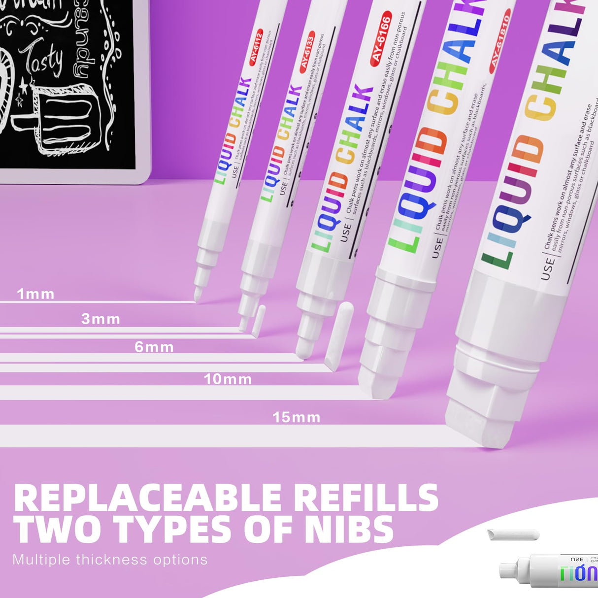 IJIANG Bundle Liquid Chalk Markers Set, 24 Pack Liquid Chalk Markers & 5 Pack White Chalk Markers Pens IJIANG