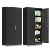INTERGREAT Black Metal Storage Cabinet with Lock, 72" Tall Lockable Garage Storage Cabinet with Doors and Shelves, Cabinets for Home Office, INTERGREAT