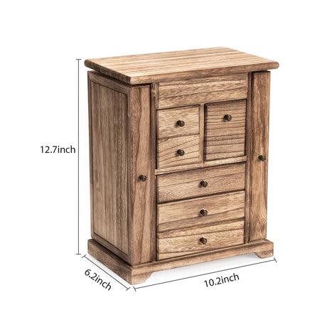 Yoimori Jewelry Box for Women, Rustic Wooden Jewelry Boxes & Organizers with Mirror & Drawers,6 Layer Jewelry Organizer Box for Rings Earrings Yoimori
