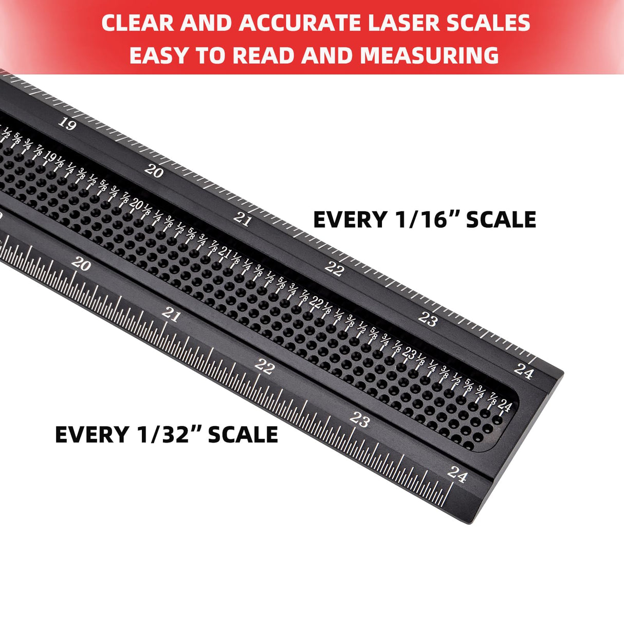 GOINGMAKE Woodworking T-Square 24 Inch Aluminum Alloy T Square Ruler 1/32" Hole Scrbing Guides Positioning Scribe Tool Precision Woodworking Ruler goingmake